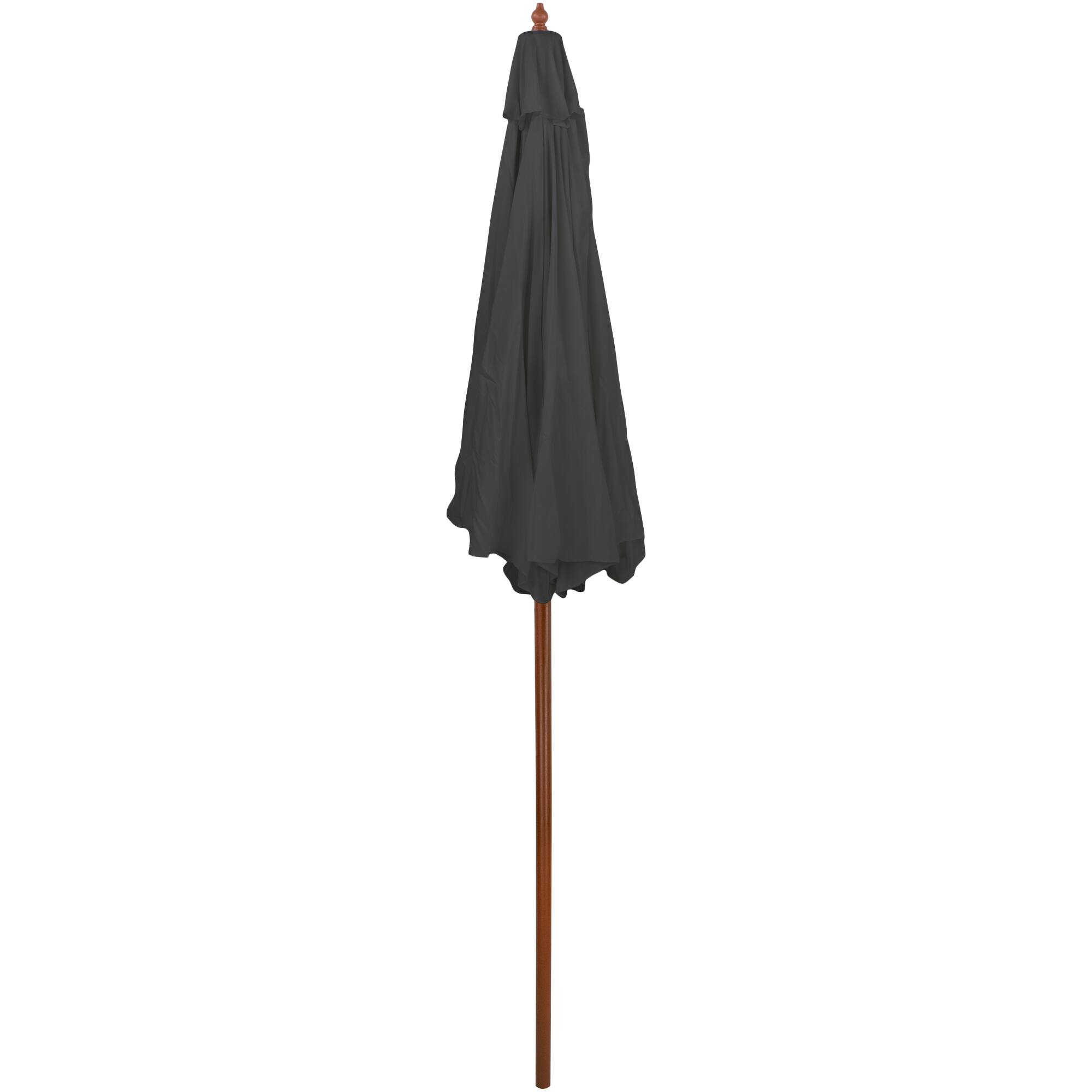 8.5ft. Gray Outdoor Patio Market Umbrella with Wooden Pole